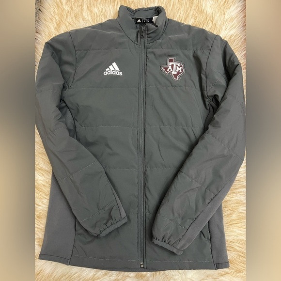 adidas Jackets & Blazers - Adidas Texas A&M Aggies Gray Full Zip Jacket Women’s Size Small Puffer